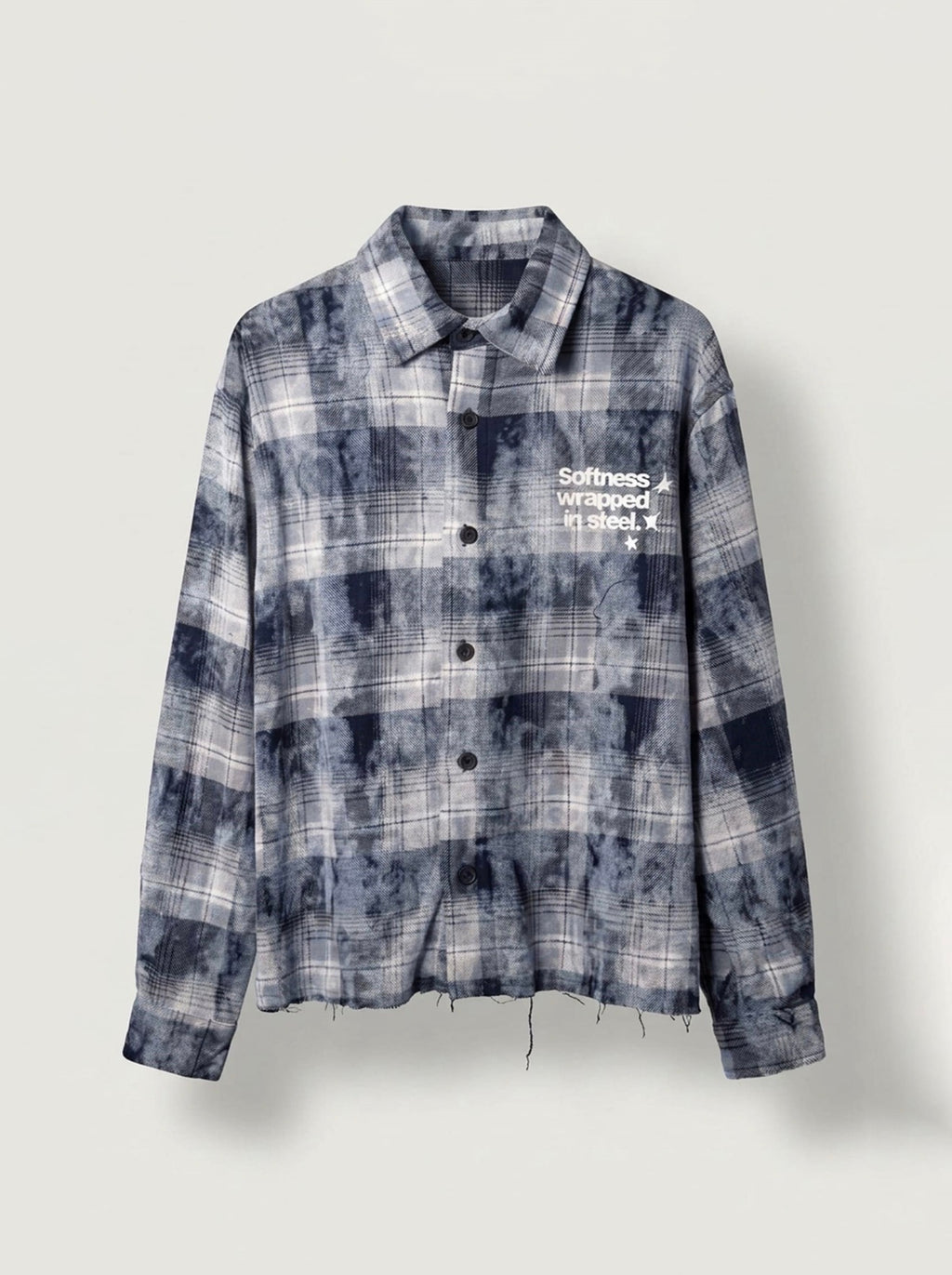 Këmishë Oversize me Karo blu-gri përpara