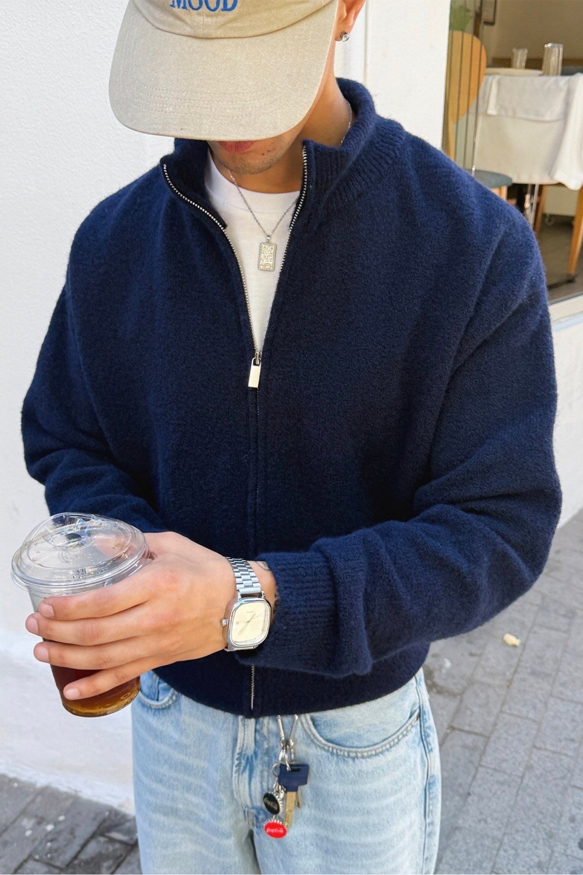 Duks oversize fleece navy - afër