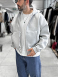 Duks Panda oversize me zip gri