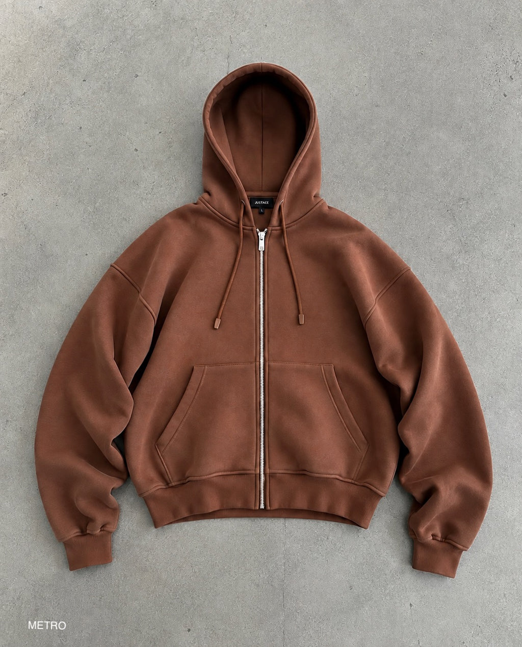 Hoodie Basic kafe me zinxhir