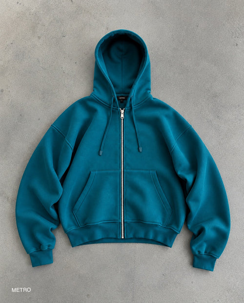 Hoodie Basic turkiz me zinxhir