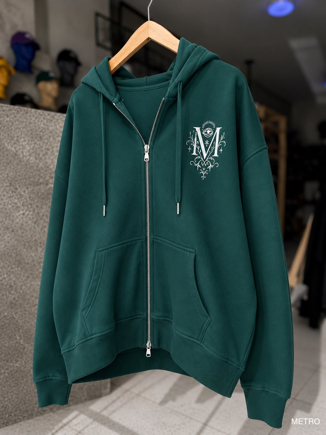 Hoodie METRO e gjelbër me zinxhir