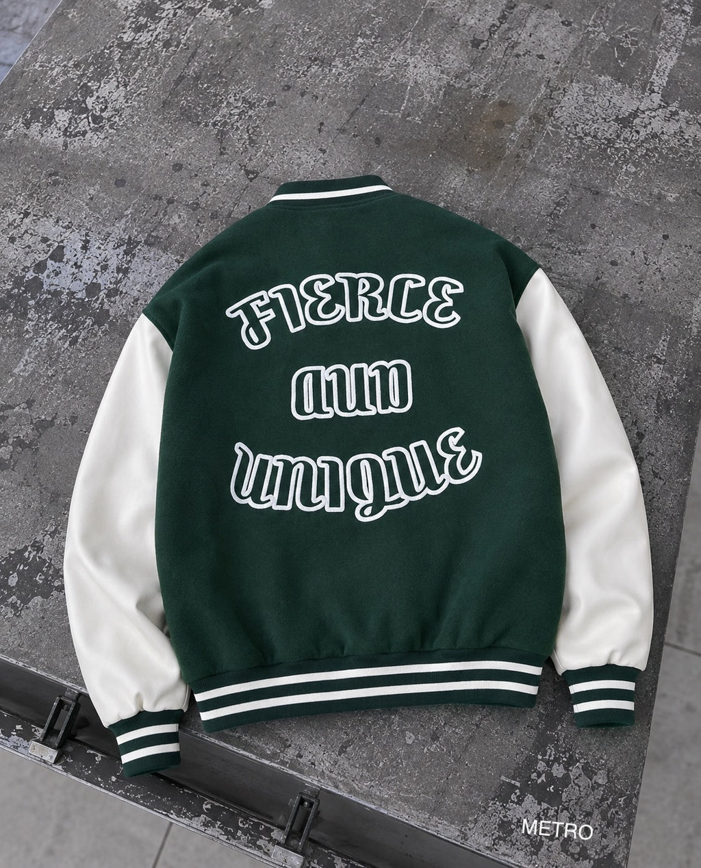 Jacket Crop Varsity e gjelbër mbrapa