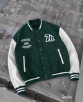 Jacket Crop Varsity e gjelbër përpara