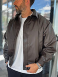 Jakne Oversize Basic Kafe përpara