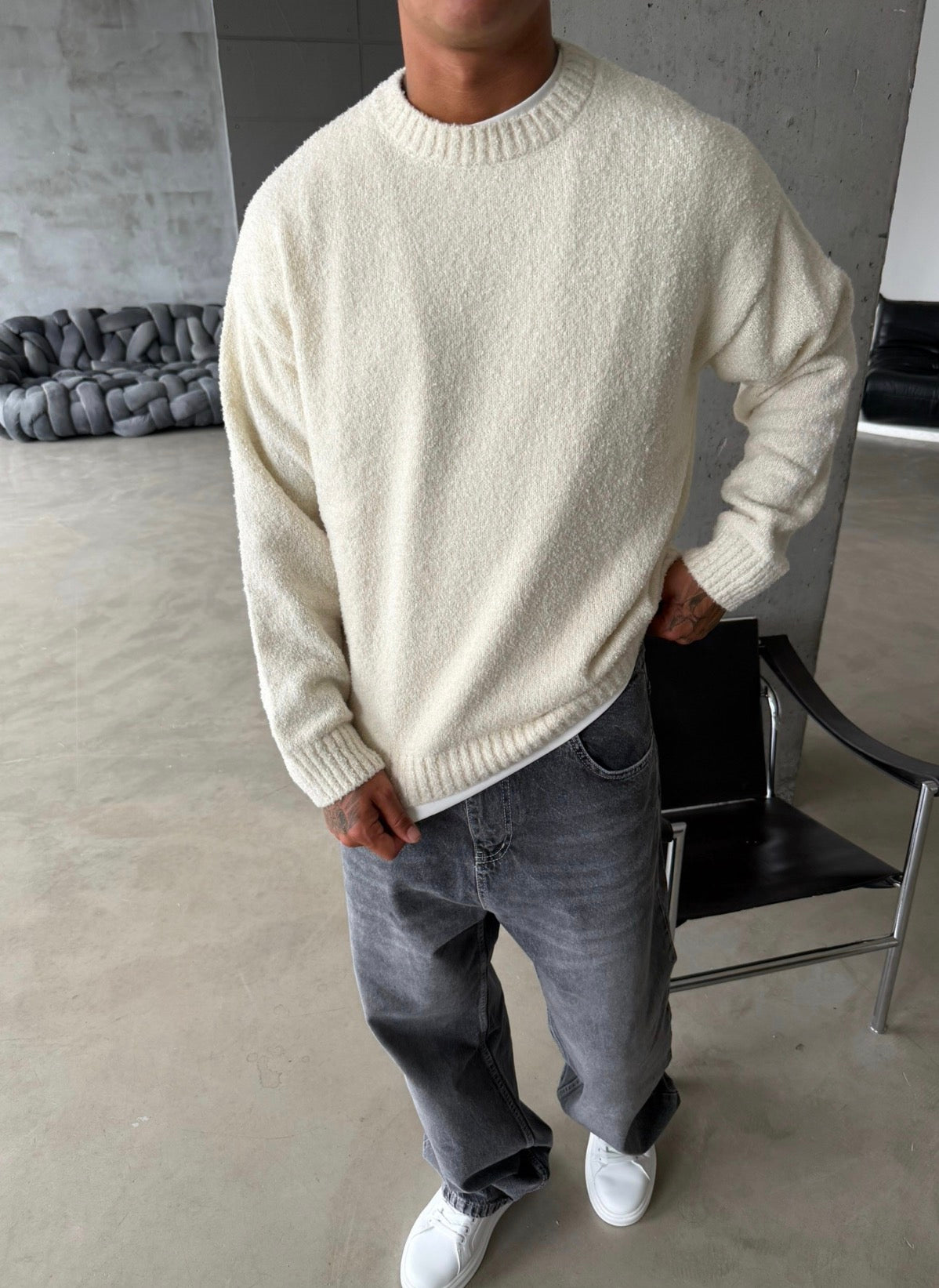 Xhemper oversize fuzzy krem - pamja 1