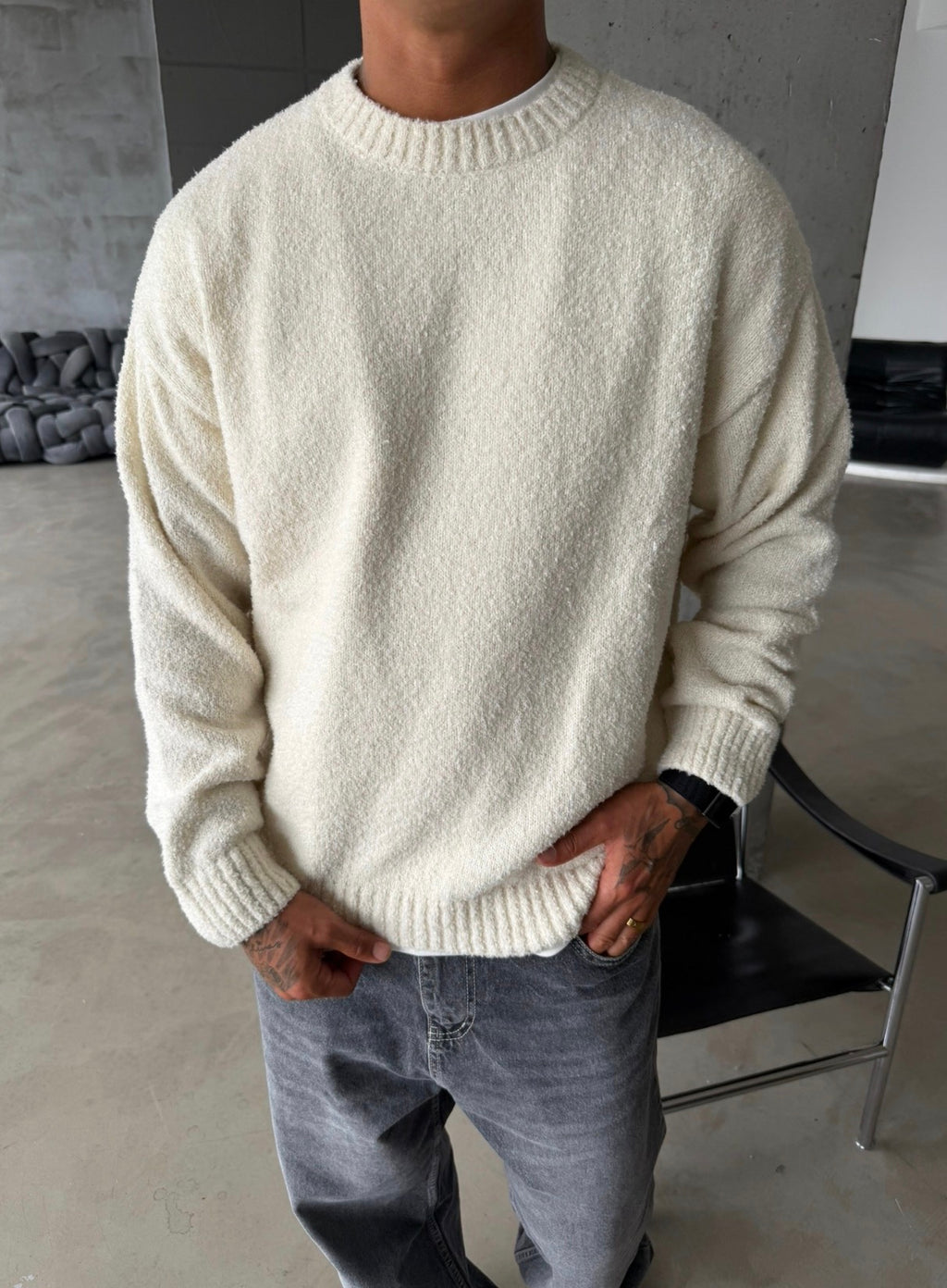 Xhemper oversize fuzzy krem - pamja 2